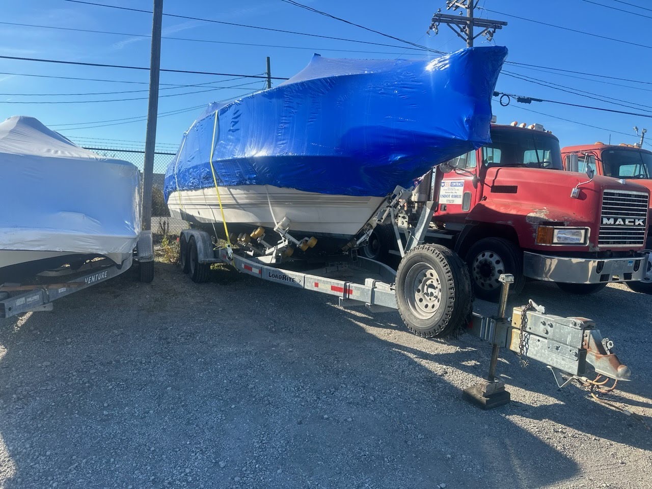 Export vehicles parked at the staging area